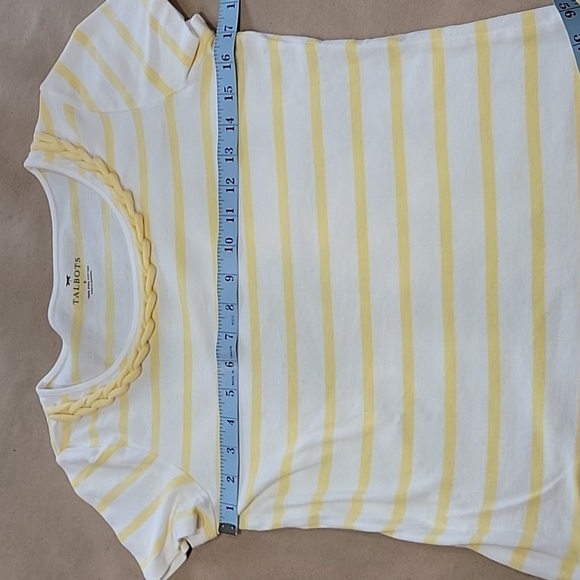 Talbots, Size S Yellow & White Striped Pima Cotton Tee with Braid Accent - Picture 6 of 10